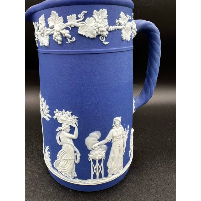 Wedgwood Antique Wedgwood Jasperware Dark Blue Jug Pitcher 1891-1908 For Sale - Image 4 of 12