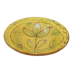 Glazed Islamic Hispano-Moresque Earthenware Dish Yellow Bowl