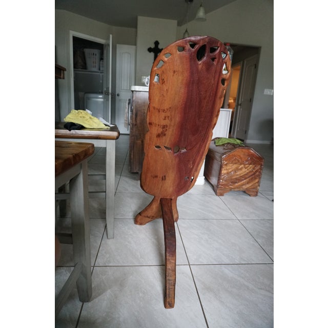 Chestnut 1980s Hand-Carved Malawian Wildlife Chair | Sculptural Folk Art Accent Chair For Sale - Image 8 of 9