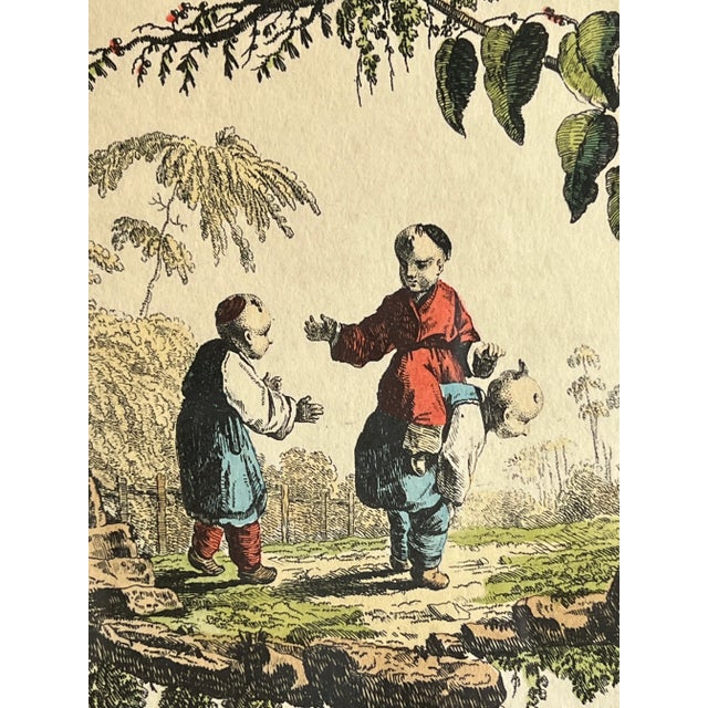 1960s Vintage Borghese Hand Colored Chinoiserie Asian Borghese Framed Prints a Pair For Sale - Image 5 of 12