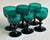 Stunning Emerald/Greenish Blue antique set of 6 cordial glasses. Handblown, they feature a bladed knop and only one has a...