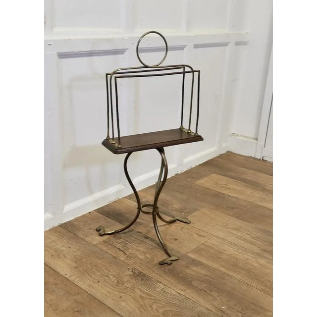 Victorian Golden Oak and Brass Revolving Magazine Rack For Sale - Image 4 of 9