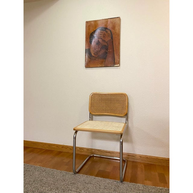 Evocative 1940s Painting of Woman in Ochre Tones For Sale - Image 4 of 12