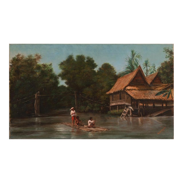 'On the Menam River, Bangkok, Siam' by Alexander Kerr, Early Australian Artist, Thailand, Siamese For Sale