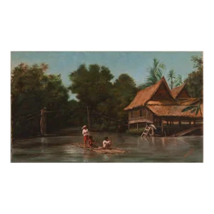'On the Menam River, Bangkok, Siam' by Alexander Kerr, Early Australian Artist, Thailand, Siamese