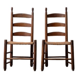 A Pair of American Ladder Back Chairs, 19th Century For Sale