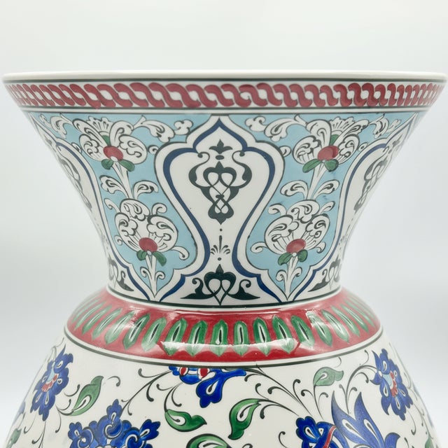 Handmade Ceramic “King” Vase (30cm) – Royal Footed Urn with Turquoise Accents – Majestic Centerpiece For Sale - Image 4 of 8