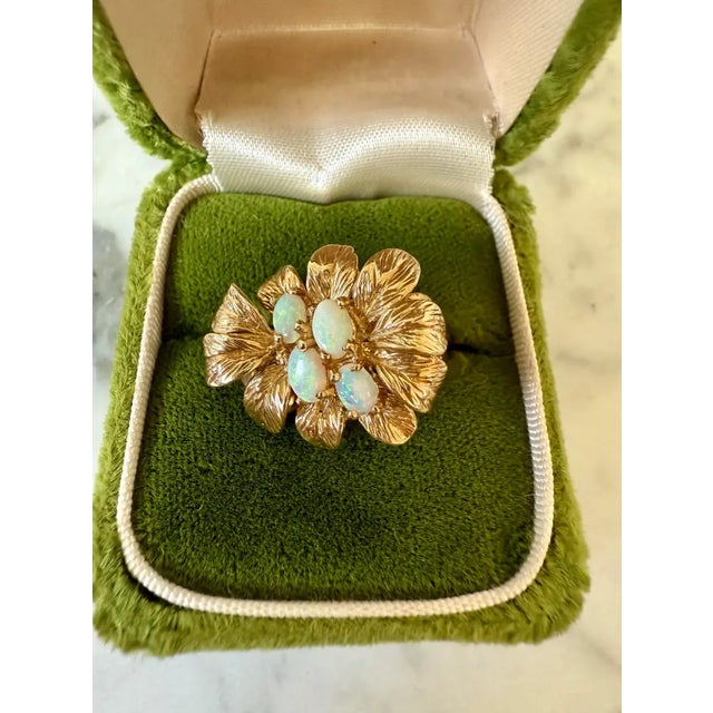 Gorgeous, never worn, 1950s Panetta cocktail ring. 18 kt gold over sterling silver with opals. Never worn. Comes with...