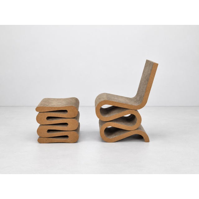 Easy Edges Wiggle Side Chair with Stool by Frank Gehry for Vitra, Set of 2, in Flawless conditions. Designed 1970 to 1979...