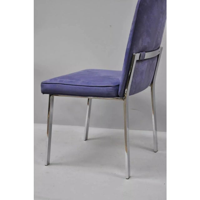 Late 20th Century Mid Century Modern Chrome Flat Bar Dining Side Chair Attributed Tri Mark Designs For Sale - Image 9 of 10