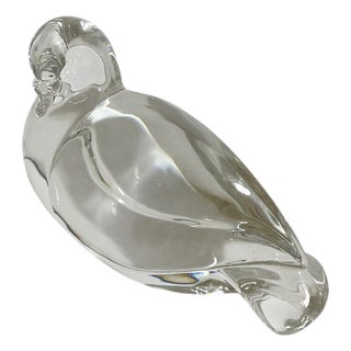 Vintage Val Saint-Lambert Crystal Dove Sculpture For Sale