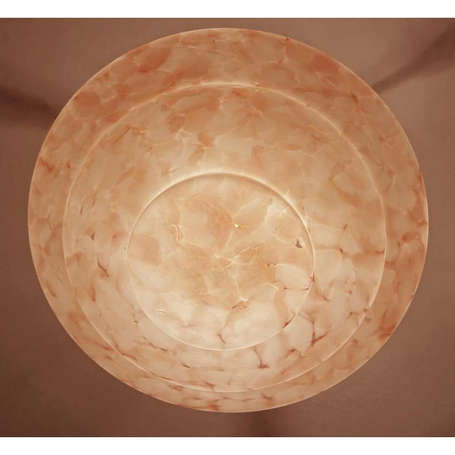 Art Deco Pendant Light in Pink and White Marble Glass, 1930s For Sale - Image 15 of 18