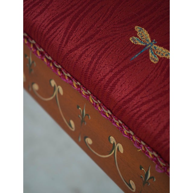 Adams Paint Decorated Cane Side Window Bench For Sale - Image 11 of 14