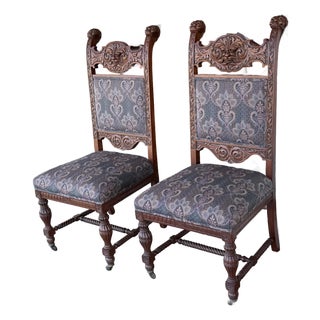 Renaissance Revival Dining Chairs, Pair For Sale