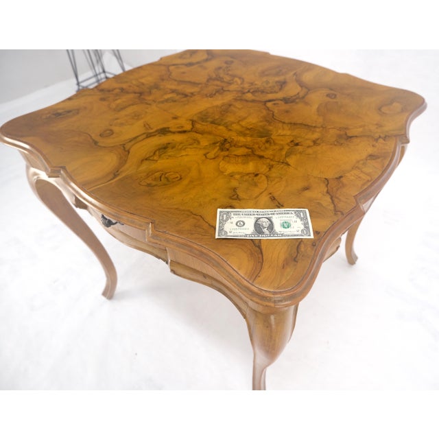 Wood Italian Olive Burl Wood Game Table Pull Out Trays One Drawer MINT! For Sale - Image 7 of 16