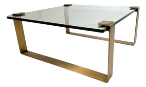 Mid-Century Modern Brass and Glass Coffee Table by Ronald Schmitt, 1970s