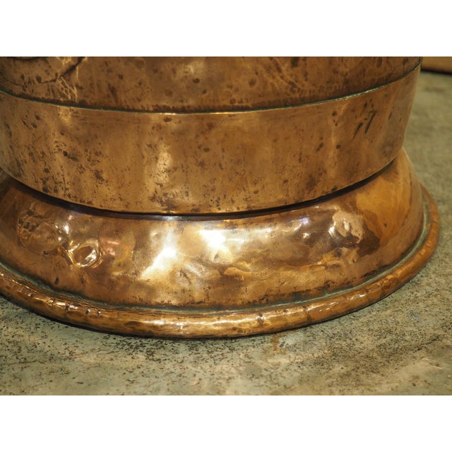 Copper Highly Worked 19th Century Ceremonial Repousse Copper Hotte From France For Sale - Image 8 of 16