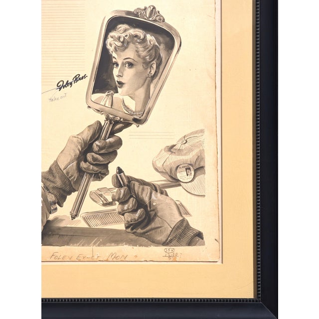 Robert Joy "There are Two of You" Early Modern Original Foley's Ad Layout of Woman & Mirror, Early 20th Century For Sale In Houston - Image 6 of 10
