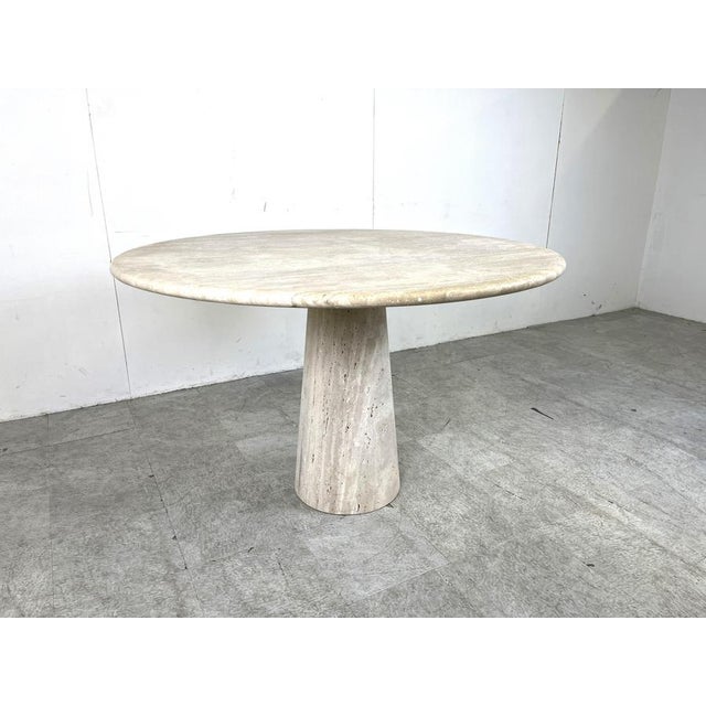 Travertine Dining Table in the style of Angelo Mangiarotti, 1970s For Sale - Image 3 of 11