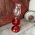 1930s Vintage Red Glass Oil Lamp With Clear Chimney & Brass Wick Holder For Sale - Image 5 of 15