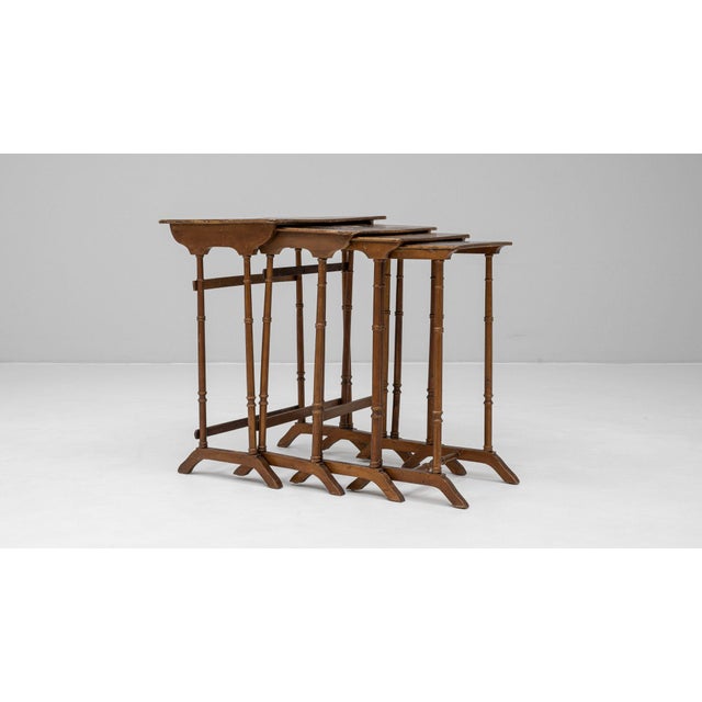 19th Century France Brown Bamboo Nesting Table For Sale - Image 10 of 11