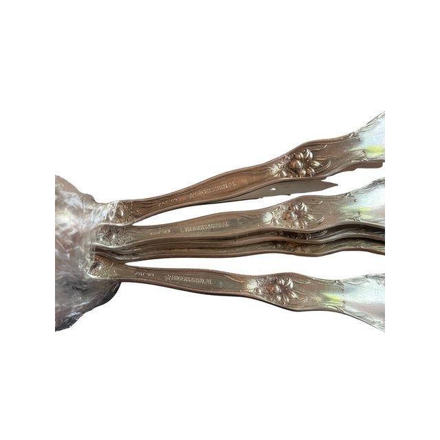 1900 - 1909 1909 Art Nouveau Rogers & Bro. "Florette" Silverplate Citrus Spoons - Set of 5 For Sale - Image 5 of 5