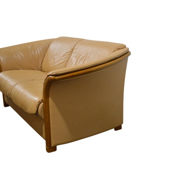 Mid-Century Modern Ekornes Leather Loveseat Modern Scandinavian Design For Sale - Image 3 of 8