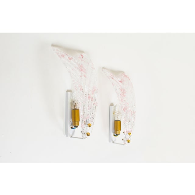 Italian Foglio Wall Lamps in Murano Glass, 1980s, Set of 2 For Sale - Image 9 of 9