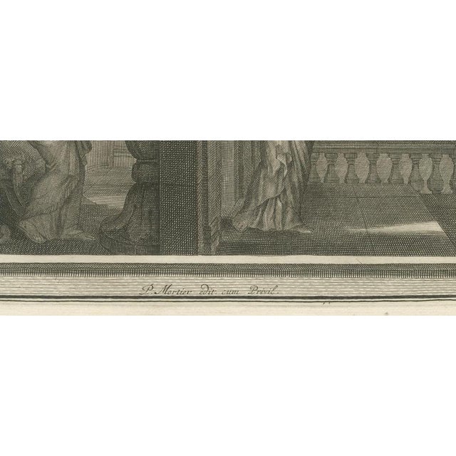 18th Century Pieter Mortier, David Sees Bathsheba and Nathan Rebukes David, 1700, Engraving For Sale - Image 5 of 12