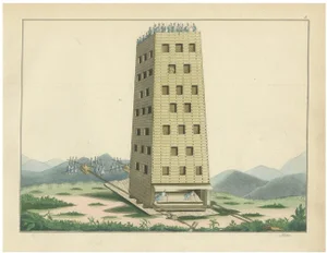 Von Reibisch, Medieval Siege Tower in Action, 1842, Print