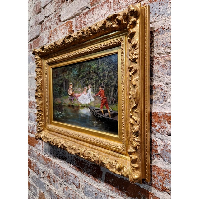 Green W. Etienne-19th Century Romantic Musical Outdoor Scene -Oil Painting For Sale - Image 8 of 10
