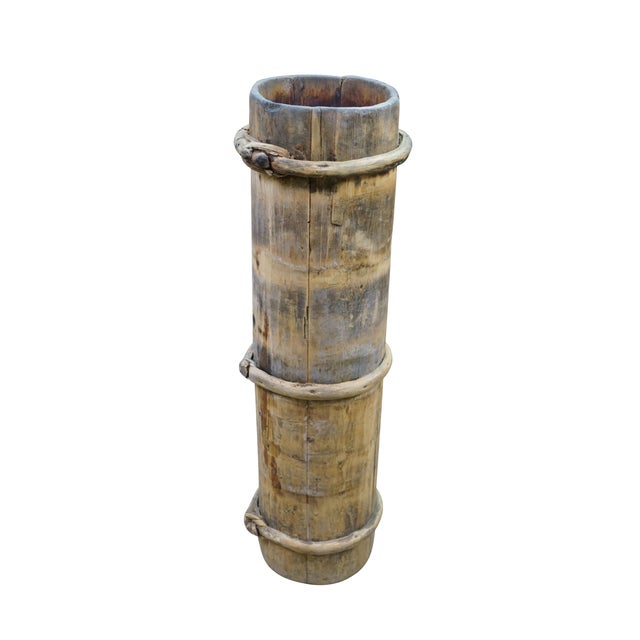 Rustic 3 Antique Tibetan Wood Yak Butter Churn Buckets For Sale - Image 3 of 17