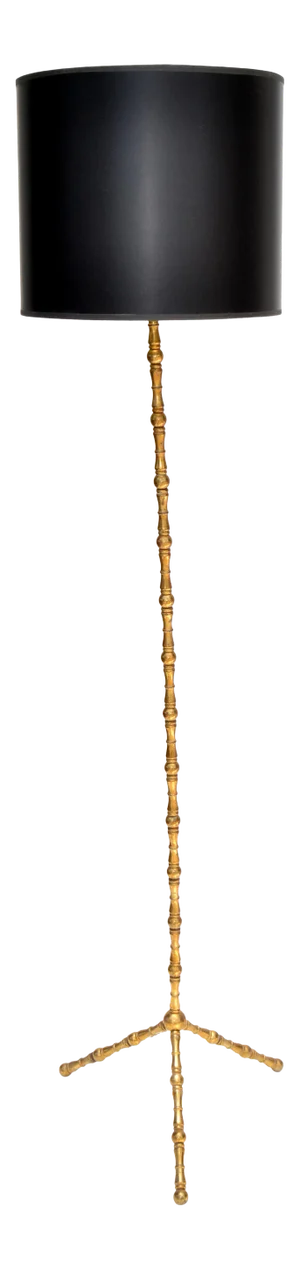 French Neoclassical Bronze & Brass Maison Baguès Floor Lamp 1950