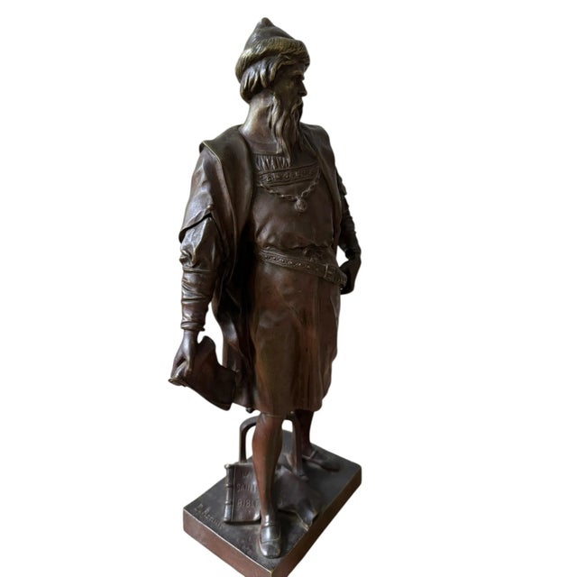 Antique Bronze Sculpture Guttenberg by Emile Louis Picault For Sale - Image 10 of 11