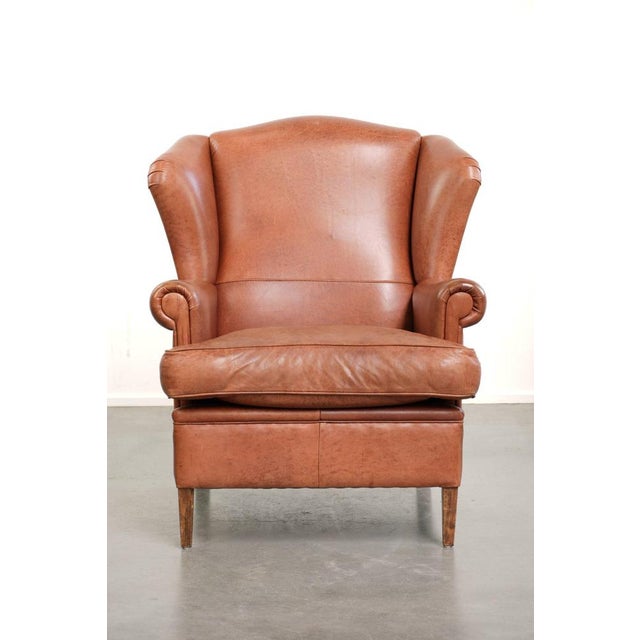 Wing Club Chair in Cowhide Leather For Sale - Image 14 of 14