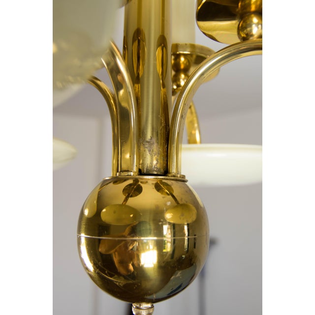 Art Deco Brass and Glass Chandelier, 1930s For Sale - Image 11 of 16