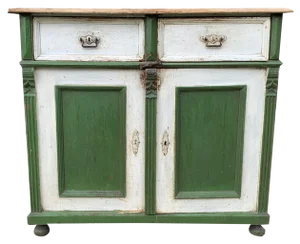 Antique German Style Green-White Painted Cabinet