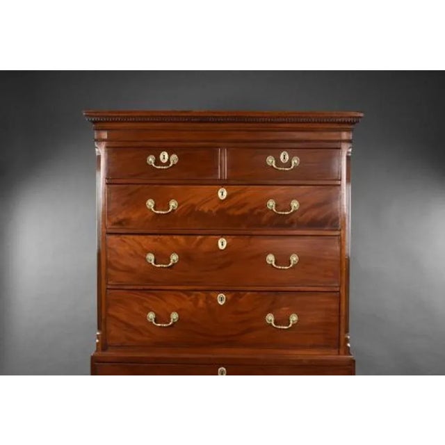 For sale is a good quality George III mahogany chest on chest. The top having an arrangement of five drawers (two short...