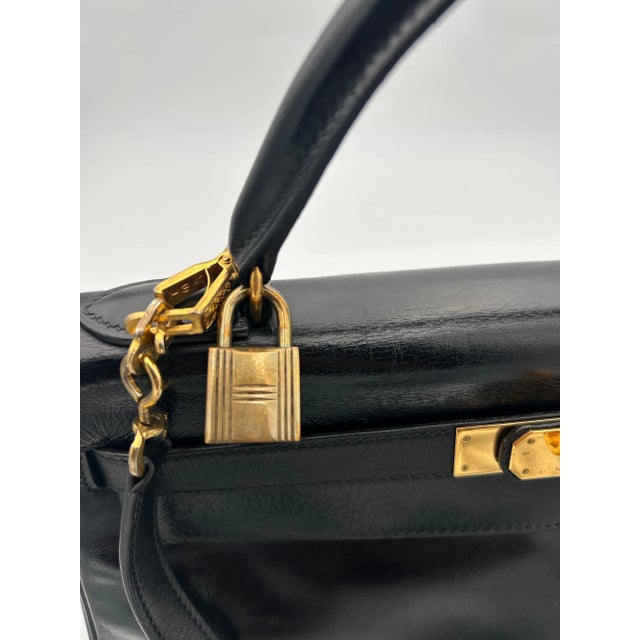 French Hermès Black Box Leather Kelly 1998 For Sale - Image 3 of 12
