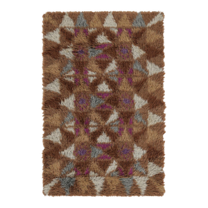 Vintage Swedish Rya Rug, Bold Scandinavian Geometric Pattern - Rug & Kilim