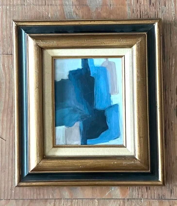 Vintage Original Abstract Oil on Canvas - Canvas, 16.5W x 18.5H - Side view