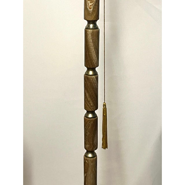 Brass and Onyx Glass Shade Floor Lamp from Unbekannt, 1960s For Sale - Image 4 of 8