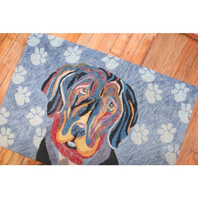 Late 20th Century Late 20th Century Zabihi Collection American Hook Dog Rug - 2' x 2'11" For Sale - Image 5 of 6