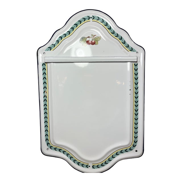 Vintage French Enamelware Ladle Holder Utensil Wall Rack For Sale