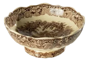 Vintage Brown and White Mason's Patent Ironstone Vista Bowl