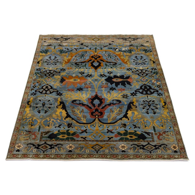 This striking rug blends the legendary durability and structure of traditional Persian Bidjar designs with a bold,...
