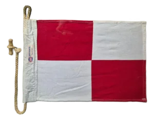 Nautical Signal Flag of Letter "U" in Shadowbox Frame