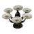 1950s Bronze Centrepiece Artichoke Leaves With Shuman Reticulated Porcelain Plates - 8 pcs For Sale
