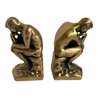 The Thinker Auguste Rodin Brass Bookends - Early 20th Century For Sale