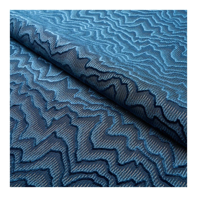 Schumacher Zambezi Velvet Fabric in Slate Blue For Sale
